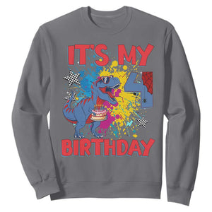 Dino Spider Its My 4th Birthday Sweatshirt Dinosaur Gift For Boys TS12 Charcoal Print Your Wear