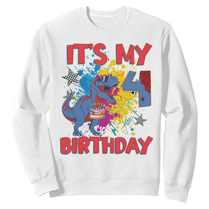Dino Spider Its My 4th Birthday Sweatshirt Dinosaur Gift For Boys TS12 White Print Your Wear