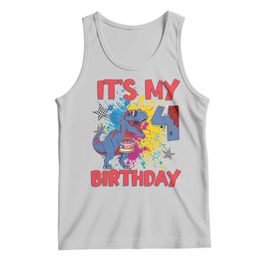 Dino Spider Its My 4th Birthday Tank Top Dinosaur Gift For Boys TS12 Ash Print Your Wear