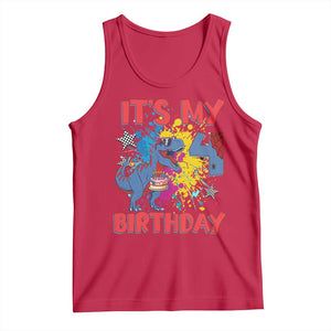 Dino Spider Its My 4th Birthday Tank Top Dinosaur Gift For Boys TS12 Red Print Your Wear