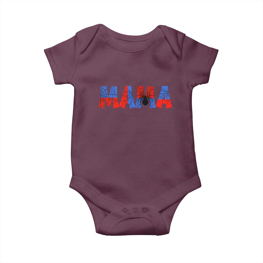 Spooky Mama Spider Web Baby Onesie Cute Halloween Mom Gift TS12 Maroon Print Your Wear