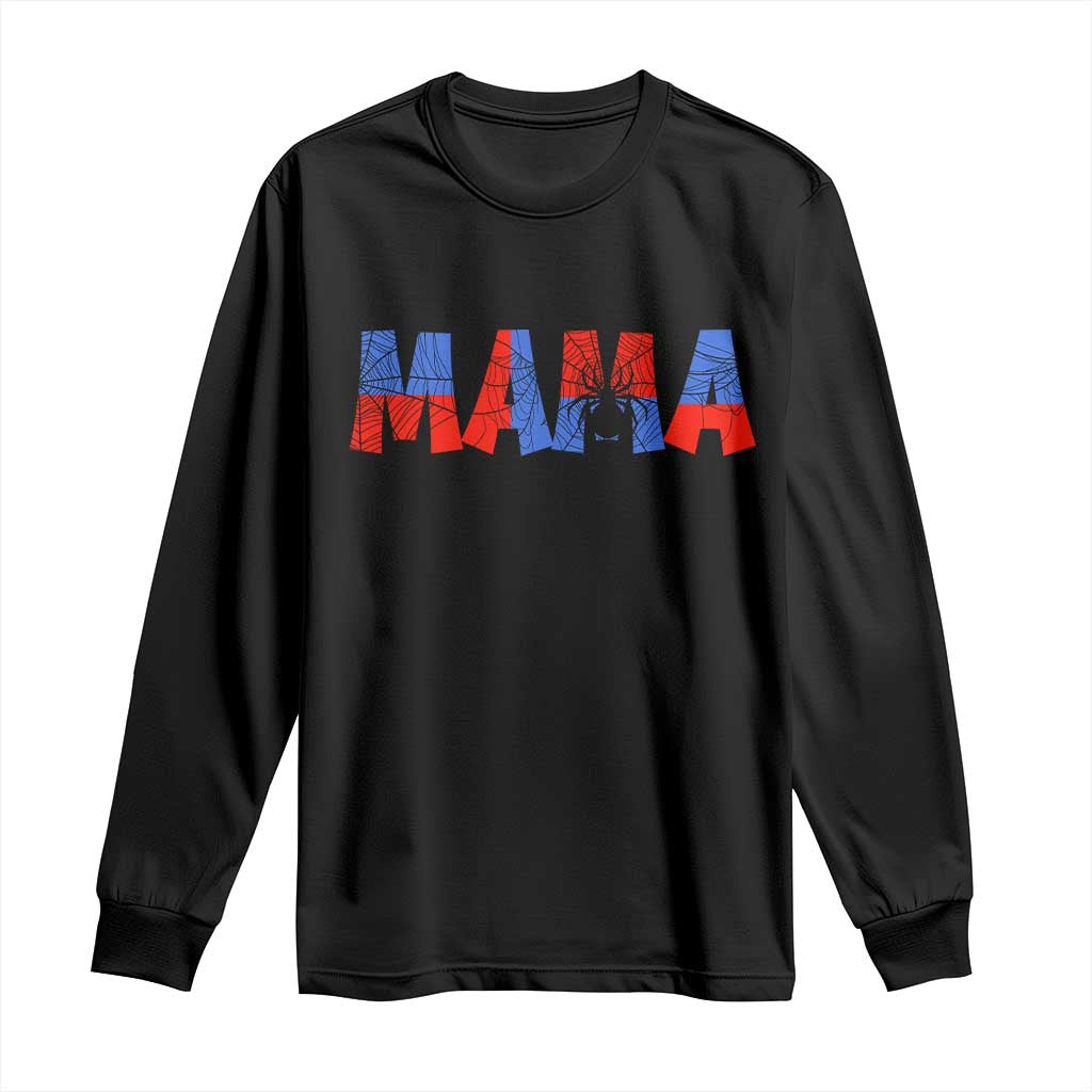 Spooky Mama Spider Web Long Sleeve Shirt Cute Halloween Mom Gift TS12 Black Print Your Wear