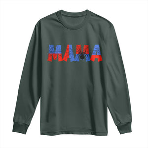 Spooky Mama Spider Web Long Sleeve Shirt Cute Halloween Mom Gift TS12 Dark Forest Green Print Your Wear
