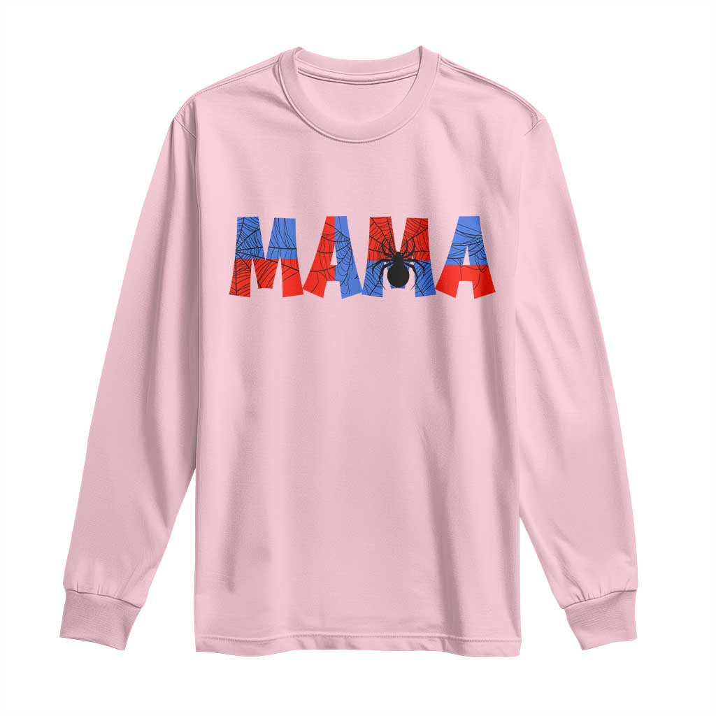 Spooky Mama Spider Web Long Sleeve Shirt Cute Halloween Mom Gift TS12 Light Pink Print Your Wear