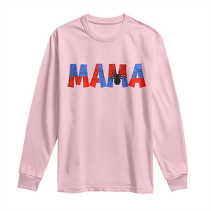 Spooky Mama Spider Web Long Sleeve Shirt Cute Halloween Mom Gift TS12 Light Pink Print Your Wear