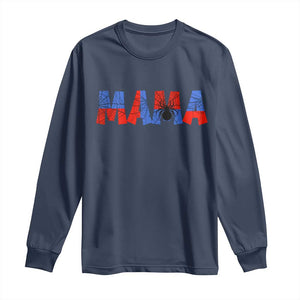Spooky Mama Spider Web Long Sleeve Shirt Cute Halloween Mom Gift TS12 Navy Print Your Wear