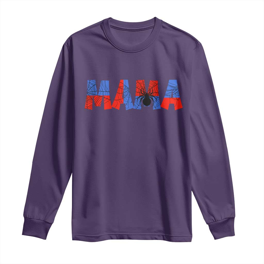 Spooky Mama Spider Web Long Sleeve Shirt Cute Halloween Mom Gift TS12 Purple Print Your Wear