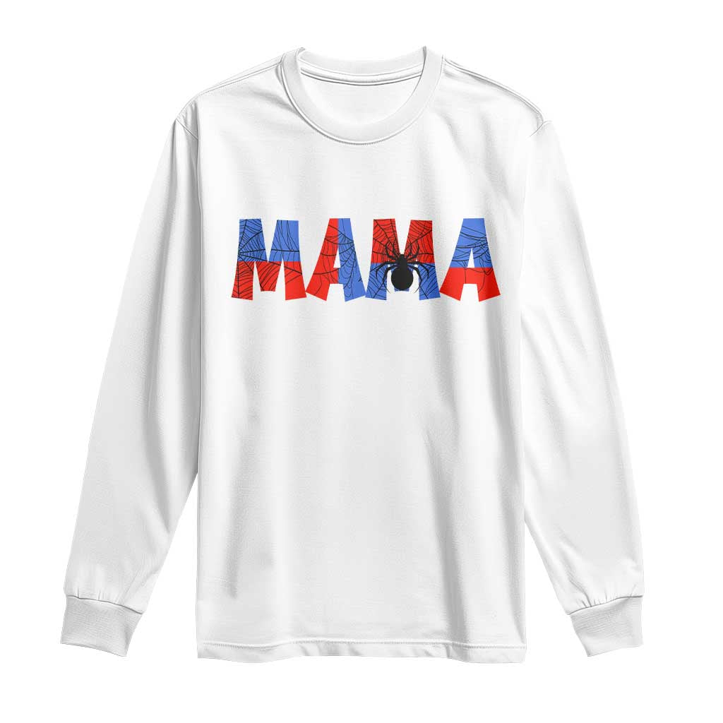 Spooky Mama Spider Web Long Sleeve Shirt Cute Halloween Mom Gift TS12 White Print Your Wear