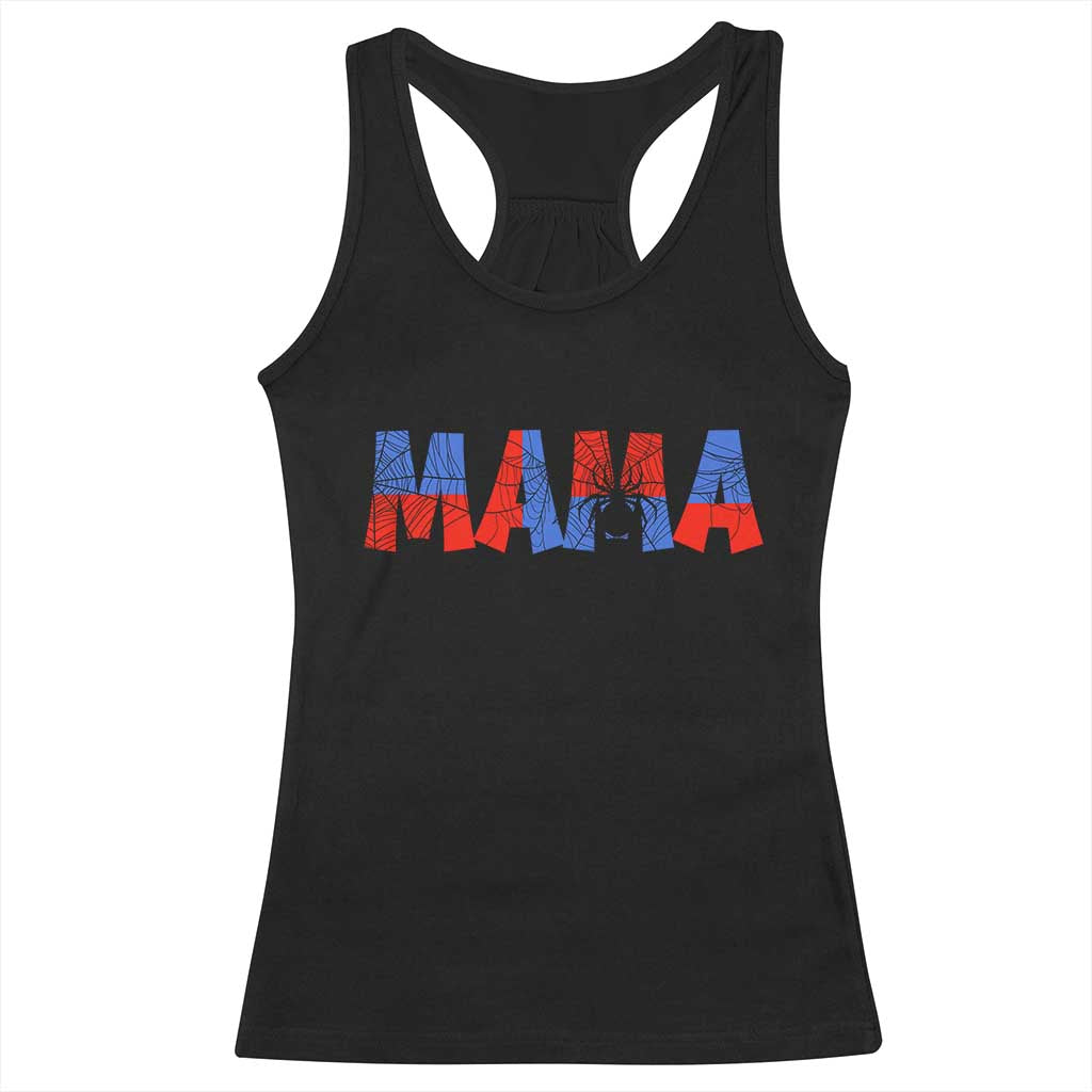 Spooky Mama Spider Web Racerback Tank Top Cute Halloween Mom Gift TS12 Black Print Your Wear