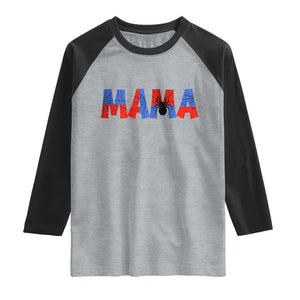 Spooky Mama Spider Web Raglan Shirt Cute Halloween Mom Gift TS12 Heather Gray Black Print Your Wear
