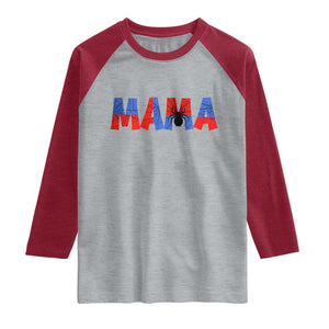Spooky Mama Spider Web Raglan Shirt Cute Halloween Mom Gift TS12 Heather Gray Heather Red Print Your Wear