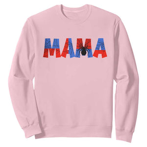 Spooky Mama Spider Web Sweatshirt Cute Halloween Mom Gift TS12 Light Pink Print Your Wear