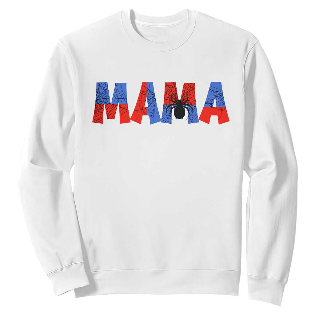 Spooky Mama Spider Web Sweatshirt Cute Halloween Mom Gift TS12 White Print Your Wear