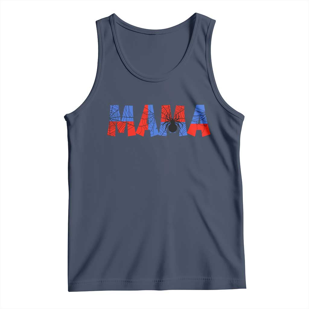 Spooky Mama Spider Web Tank Top Cute Halloween Mom Gift TS12 Navy Print Your Wear