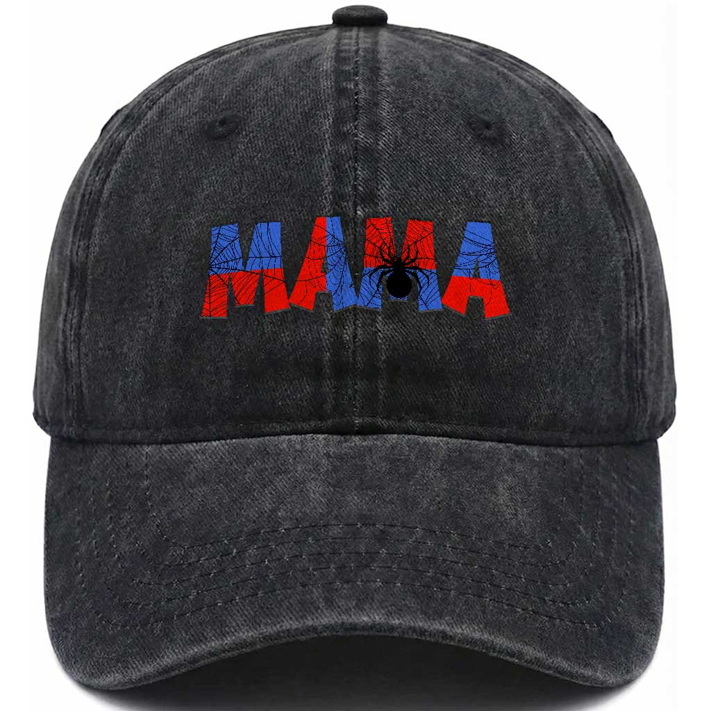 Spooky Mama Spider Web Washed Cotton Baseball Cap Cute Halloween Mom Gift TS12 Print Your Wear
