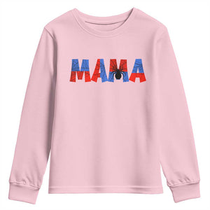 Spooky Mama Spider Web Youth Sweatshirt Cute Halloween Mom Gift TS12 Light Pink Print Your Wear