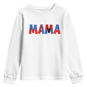 Spooky Mama Spider Web Youth Sweatshirt Cute Halloween Mom Gift TS12 White Print Your Wear