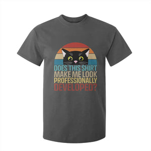 Vintage Black Cat T Shirt For Kid Does This Shirt Make Me Look Professionally Developed TS12 Dark Heather Print Your Wear