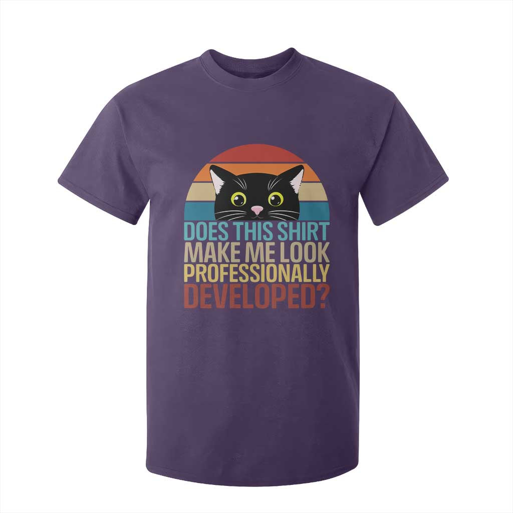 Vintage Black Cat T Shirt For Kid Does This Shirt Make Me Look Professionally Developed TS12 Purple Print Your Wear