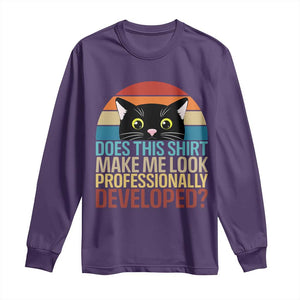 Vintage Black Cat Long Sleeve Shirt Does This Shirt Make Me Look Professionally Developed TS12 Purple Print Your Wear