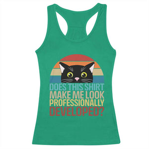Vintage Black Cat Racerback Tank Top Does This Shirt Make Me Look Professionally Developed TS12 Irish Green Print Your Wear