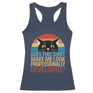 Vintage Black Cat Racerback Tank Top Does This Shirt Make Me Look Professionally Developed TS12 Navy Print Your Wear