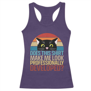 Vintage Black Cat Racerback Tank Top Does This Shirt Make Me Look Professionally Developed TS12 Purple Print Your Wear