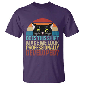 Vintage Black Cat T Shirt Does This Shirt Make Me Look Professionally Developed TS12 Purple Print Your Wear