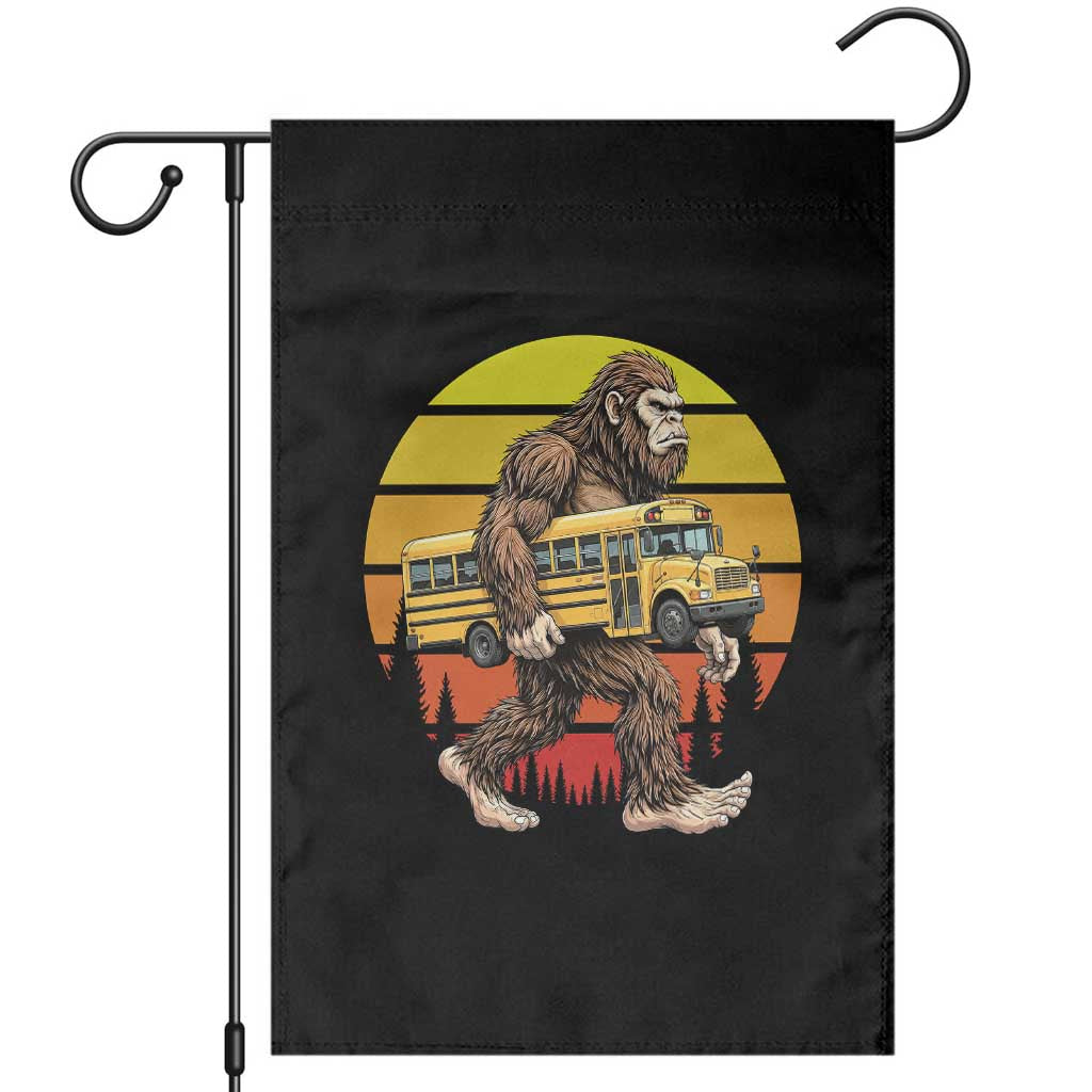 Funny Bigfoot School Bus Lover Garden Flag Sasquatch Back To School Vintage Gift TS12 Black Print Your Wear