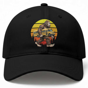 Funny Bigfoot School Bus Lover Baseball Cap Sasquatch Back To School Vintage Gift TS12 Print Your Wear