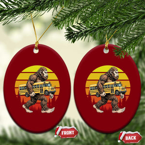Funny Bigfoot School Bus Lover Ceramic Ornament Sasquatch Back To School Vintage Gift TS12 Print Your Wear