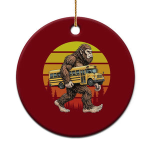 Funny Bigfoot School Bus Lover Ceramic Ornament Sasquatch Back To School Vintage Gift TS12 1pc Red Print Your Wear
