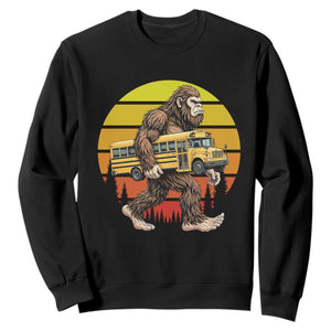 Funny Bigfoot School Bus Lover Sweatshirt Sasquatch Back To School Vintage Gift TS12 Black Print Your Wear