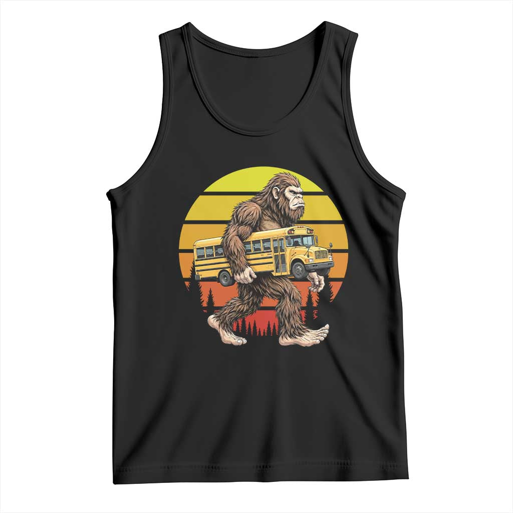 Funny Bigfoot School Bus Lover Tank Top Sasquatch Back To School Vintage Gift TS12 Black Print Your Wear