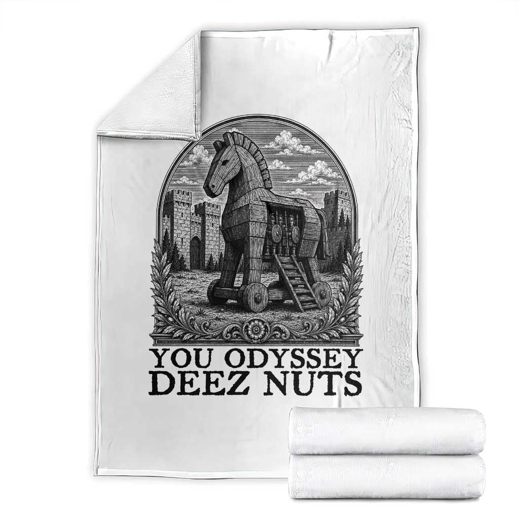 Funny You Odyssey Deez Nuts Trojan Horse Throw Blanket Ancient Greek History Gift TS12 White Print Your Wear