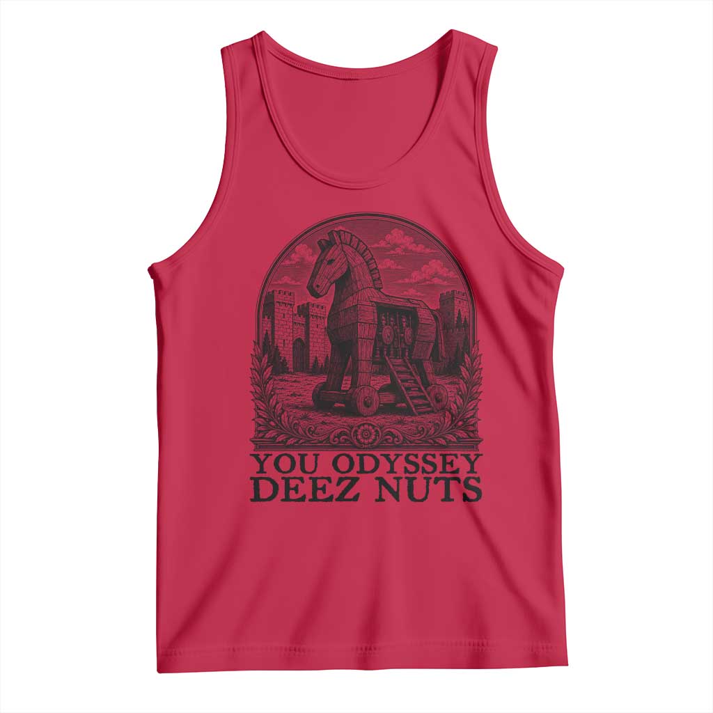 Funny You Odyssey Deez Nuts Trojan Horse Tank Top Ancient Greek History Gift TS12 Red Print Your Wear