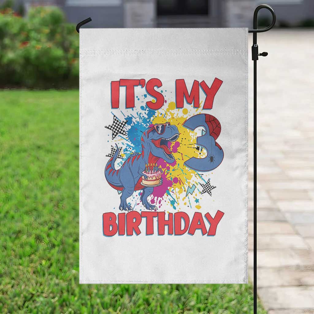 Dino Spider Its My 3rd Birthday Garden Flag Dinosaur Gift For Boys TS12 Print Your Wear