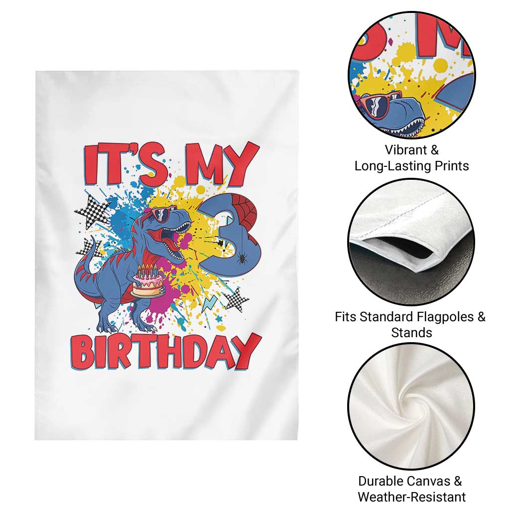Dino Spider Its My 3rd Birthday Garden Flag Dinosaur Gift For Boys TS12 Print Your Wear