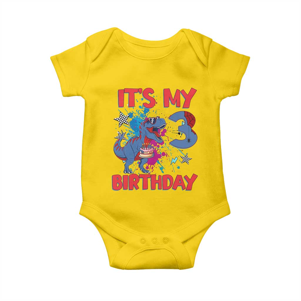 Dino Spider Its My 3rd Birthday Baby Onesie Dinosaur Gift For Boys TS12 Daisy Print Your Wear