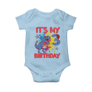 Dino Spider Its My 3rd Birthday Baby Onesie Dinosaur Gift For Boys TS12 Light Blue Print Your Wear