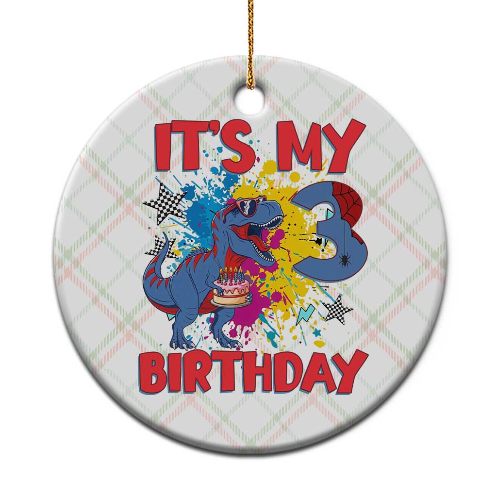 Dino Spider Its My 3rd Birthday Ceramic Ornament Dinosaur Gift For Boys TS12 1pc Christmas Plaid Print Your Wear