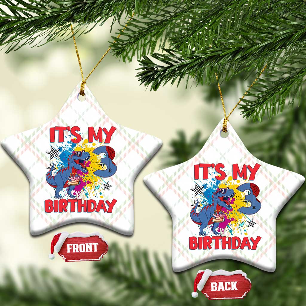 Dino Spider Its My 3rd Birthday Ceramic Ornament Dinosaur Gift For Boys TS12 Print Your Wear