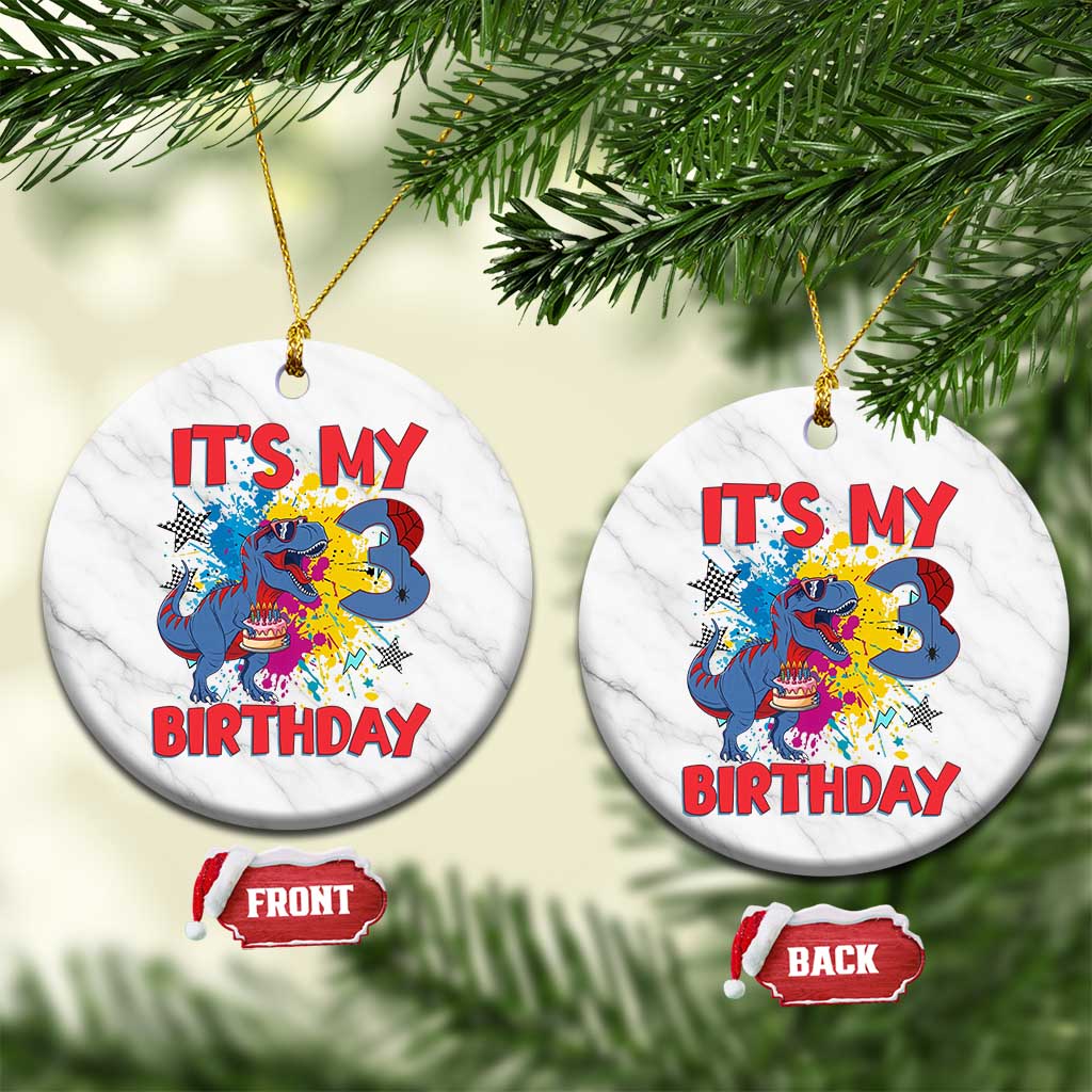 Dino Spider Its My 3rd Birthday Ceramic Ornament Dinosaur Gift For Boys TS12 1pc White Marble Print Your Wear