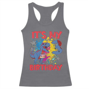 Dino Spider Its My 3rd Birthday Racerback Tank Top Dinosaur Gift For Boys TS12 Charcoal Print Your Wear