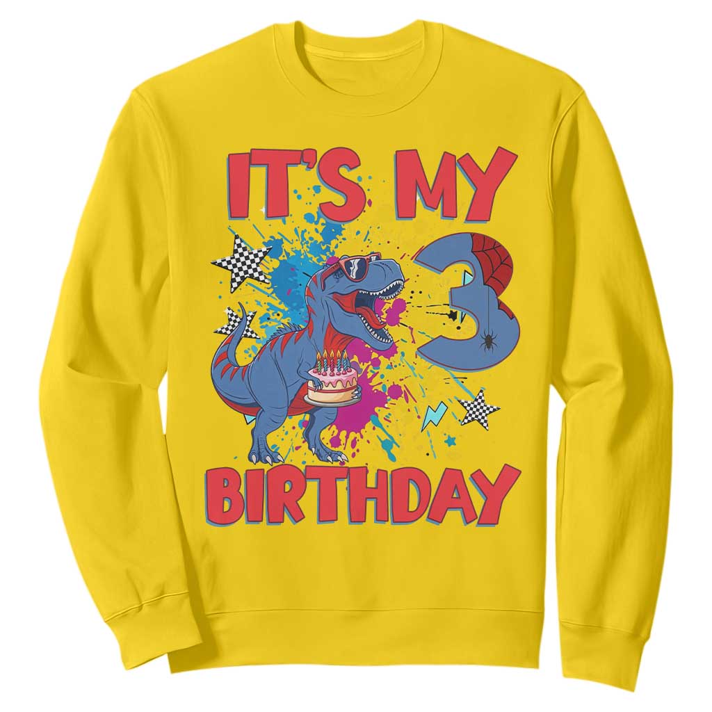 Dino Spider Its My 3rd Birthday Sweatshirt Dinosaur Gift For Boys TS12 Daisy Print Your Wear