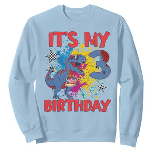 Dino Spider Its My 3rd Birthday Sweatshirt Dinosaur Gift For Boys TS12 Light Blue Print Your Wear