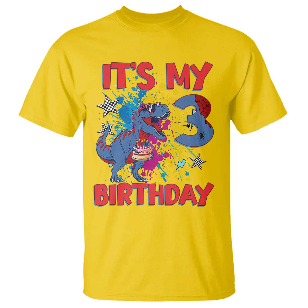 Dino Spider Its My 3rd Birthday T Shirt Dinosaur Gift For Boys TS12 Daisy Print Your Wear