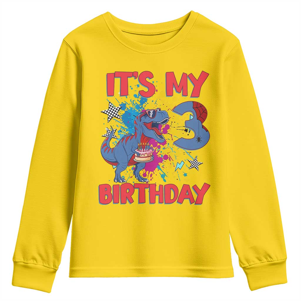 Dino Spider Its My 3rd Birthday Youth Sweatshirt Dinosaur Gift For Boys TS12 Daisy Print Your Wear