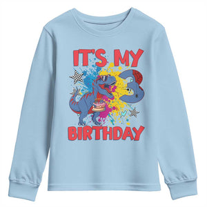Dino Spider Its My 3rd Birthday Youth Sweatshirt Dinosaur Gift For Boys TS12 Light Blue Print Your Wear