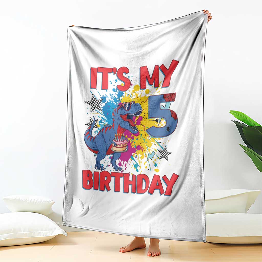 Dino Spider Its My 5th Birthday Throw Blanket Dinosaur Gift For Boys TS12 Print Your Wear